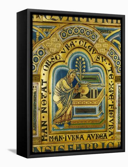 Aaron Puts a Golden Jar with Mannah in the Ark of the Covenant-Nicholas of Verdun-Framed Stretched Canvas