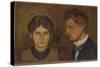Aase and Harald Norregaard, 1899 (Oil on Board)-Edvard Munch-Stretched Canvas