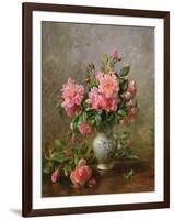 AB/1022 Roses in a Blue and White Vase-Albert Williams-Framed Giclee Print