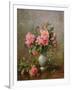 AB/1022 Roses in a Blue and White Vase-Albert Williams-Framed Giclee Print