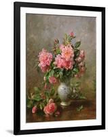 AB/1022 Roses in a Blue and White Vase-Albert Williams-Framed Giclee Print