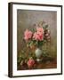 AB/1022 Roses in a Blue and White Vase-Albert Williams-Framed Giclee Print