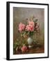 AB/1022 Roses in a Blue and White Vase-Albert Williams-Framed Giclee Print