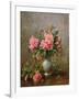 AB/1022 Roses in a Blue and White Vase-Albert Williams-Framed Giclee Print