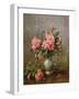 AB/1022 Roses in a Blue and White Vase-Albert Williams-Framed Giclee Print