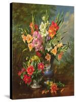 AB/106/2/B Gladioli and Dahlias-Albert Williams-Stretched Canvas