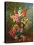 AB/106/2/B Gladioli and Dahlias-Albert Williams-Stretched Canvas