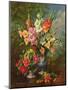 AB/106/2/B Gladioli and Dahlias-Albert Williams-Mounted Premium Giclee Print