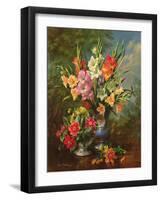 AB/106/2/B Gladioli and Dahlias-Albert Williams-Framed Giclee Print