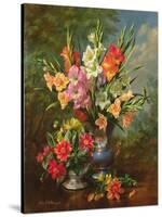 AB/106/2/B Gladioli and Dahlias-Albert Williams-Stretched Canvas