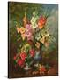 AB/106/2/B Gladioli and Dahlias-Albert Williams-Stretched Canvas