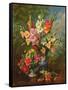 AB/106/2/B Gladioli and Dahlias-Albert Williams-Framed Stretched Canvas