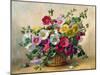 AB230 Hollyhocks in a Basket-Albert Williams-Mounted Giclee Print