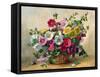 AB230 Hollyhocks in a Basket-Albert Williams-Framed Stretched Canvas