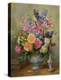 AB250 Still Life of Roses, Lilies and Delphiniums-Albert Williams-Stretched Canvas