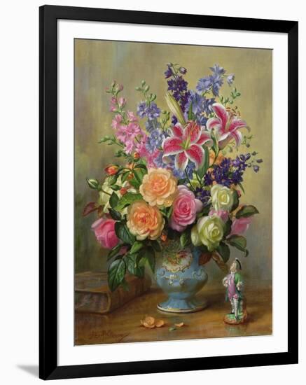AB250 Still Life of Roses, Lilies and Delphiniums-Albert Williams-Framed Giclee Print