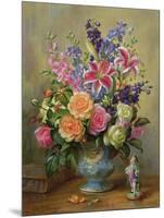 AB250 Still Life of Roses, Lilies and Delphiniums-Albert Williams-Mounted Giclee Print