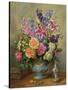 AB250 Still Life of Roses, Lilies and Delphiniums-Albert Williams-Stretched Canvas