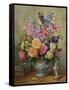 AB250 Still Life of Roses, Lilies and Delphiniums-Albert Williams-Framed Stretched Canvas