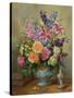 AB250 Still Life of Roses, Lilies and Delphiniums-Albert Williams-Stretched Canvas