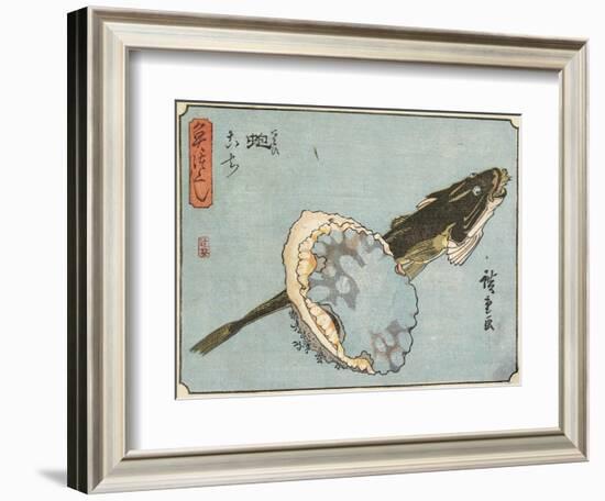 Abalone and Flathead, 1830-1844-Utagawa Hiroshige-Framed Giclee Print