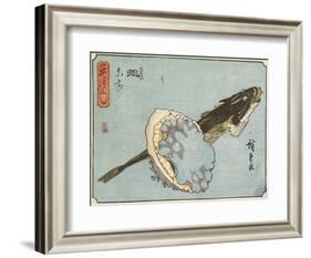 Abalone and Flathead, 1830-1844-Utagawa Hiroshige-Framed Giclee Print