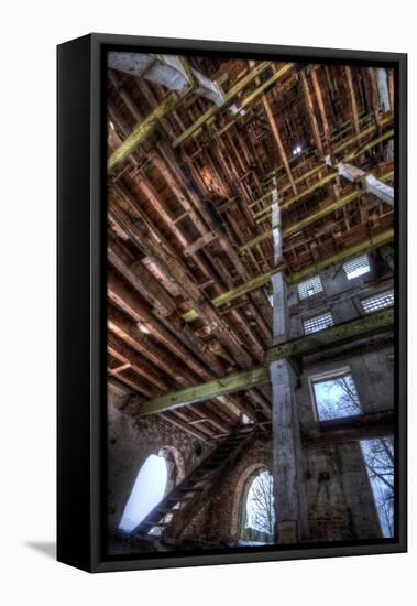 Abandoned Building Interior in Winter-Nathan Wright-Framed Stretched Canvas