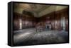 Abandoned Building Interior with Decorative Panelling and Old Grand Piano-Nathan Wright-Framed Stretched Canvas