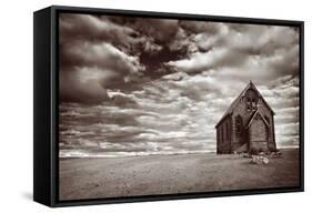 Abandoned Church in the Desert, with Stormy Skies-Robyn Mackenzie-Framed Stretched Canvas