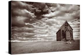 Abandoned Church in the Desert, with Stormy Skies-Robyn Mackenzie-Stretched Canvas