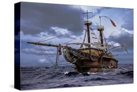 Abandoned Sail Ship At Sea-null-Stretched Canvas