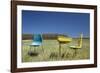 Abandoned School Desk Anc Chairs in Field-Paul Souders-Framed Photographic Print