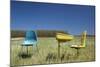 Abandoned School Desk Anc Chairs in Field-Paul Souders-Mounted Photographic Print