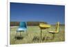 Abandoned School Desk Anc Chairs in Field-Paul Souders-Framed Photographic Print