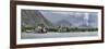 Abandoned ships with volcano in the background, Tavurvur, Rabaul, East New Britain, Papua New Gu...-null-Framed Photographic Print