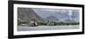 Abandoned ships with volcano in the background, Tavurvur, Rabaul, East New Britain, Papua New Gu...-null-Framed Photographic Print