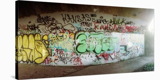 Abandoned Underpass Wall Covered with Graffiti at Fort Tilden Beach, Queens, New York City-null-Stretched Canvas