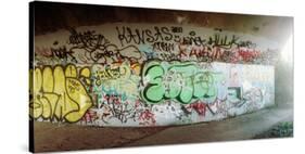 Abandoned Underpass Wall Covered with Graffiti at Fort Tilden Beach, Queens, New York City-null-Stretched Canvas