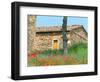 Abandoned Villa with Red Poppies, Tuscany, Italy-Julie Eggers-Framed Photographic Print