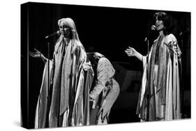 Abba Swedish Pop Group During Their Tour in Britain in Birmingham Anna and Frieda-null-Stretched Canvas