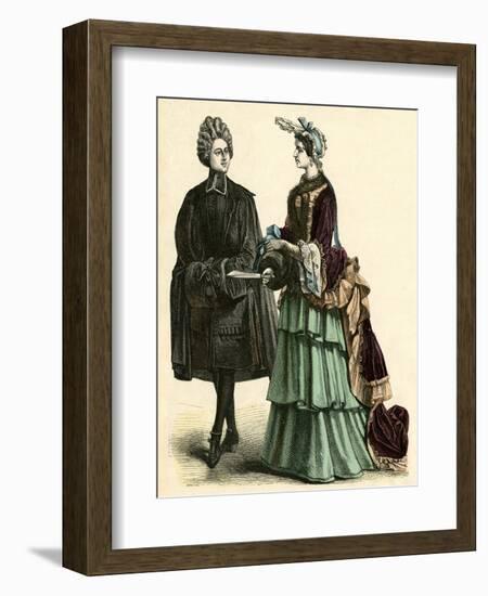 Abbe and Court Lady 1690S-null-Framed Art Print