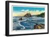 Abbey Island and Ruby Beach on the Olympic Highway - Olympic National Park-Lantern Press-Framed Art Print