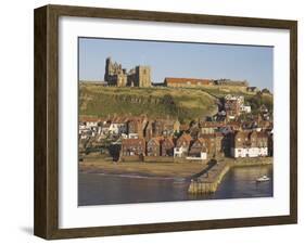 Abbey Ruins, Church, Sandy Beach and Harbour, Whitby, North Yorkshire, Yorkshire-Neale Clarke-Framed Photographic Print