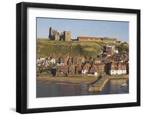 Abbey Ruins, Church, Sandy Beach and Harbour, Whitby, North Yorkshire, Yorkshire-Neale Clarke-Framed Photographic Print