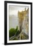 Abbey walls and bay, Mont Saint-Michel monastery, Normandy, France-Russ Bishop-Framed Photographic Print