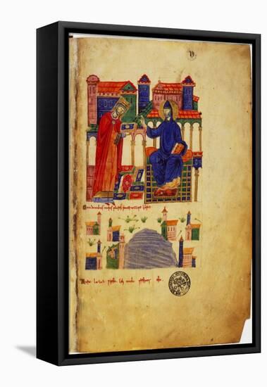 Abbot of Montecassino, of fers Saint Benedict a Manuscript-null-Framed Stretched Canvas