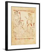 Abbot Ugo Oluntagensis, Countess Matilda of Tuscany and the King, Miniature from Vita Mathildis-null-Framed Giclee Print