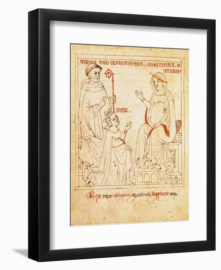 Abbot Ugo Oluntagensis, Countess Matilda of Tuscany and the King, Miniature from Vita Mathildis-null-Framed Giclee Print