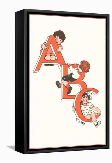 ABC, Children Climbing on Letters-null-Framed Stretched Canvas