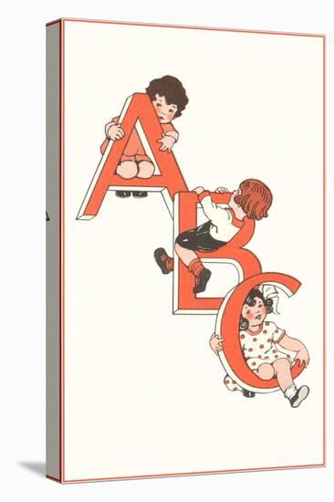 ABC, Children Climbing on Letters-null-Stretched Canvas